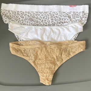 Cacique Women's Panties Set - Leopard Print, White, and Tan Lace 18/20